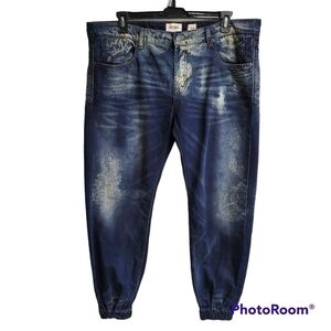 Decibel Dark Blue Acid Wash Jogger Jeans
